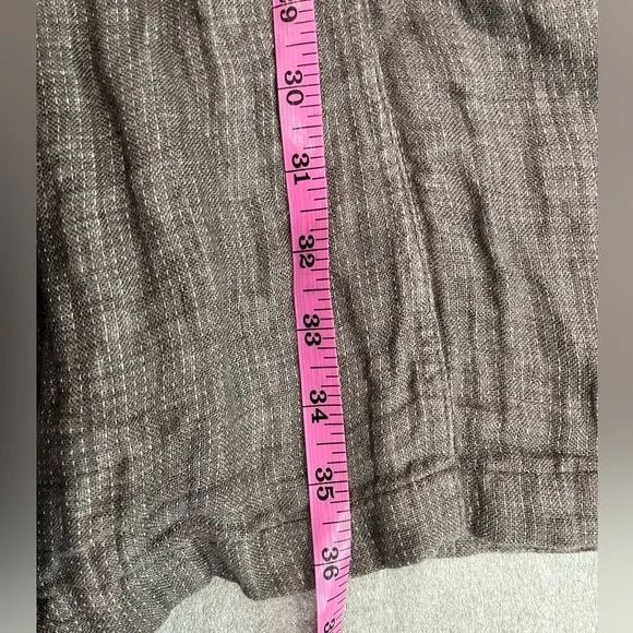 [M]Eileen Fisher Dark Gray Irish Linen LS Fringe Button Duster Cardigan Jacket - Picture 7 of 11